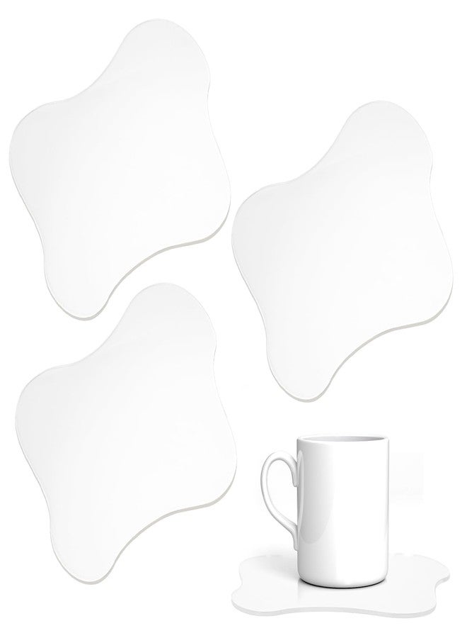 Siutaga 3 Pcs Acrylic Irregular Coasters Cloud Shape Cup Mats Transparent Cute Coaster for Tabletop Protection Home Decor for Coffee Table, Stone Tables, Desk, Kitchen, Office (Clear) - Image 1
